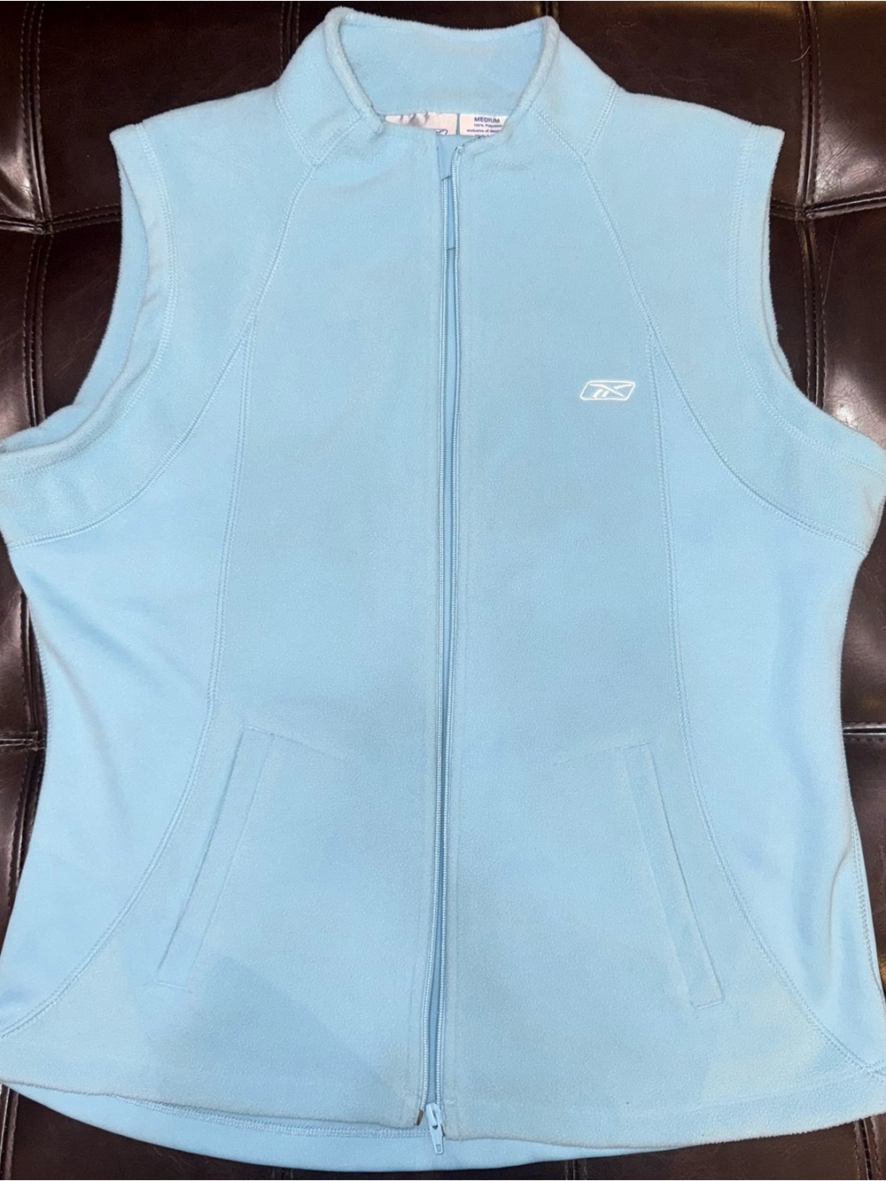 Reebok Pale Blue Fleece Sleeveless Zip Vest